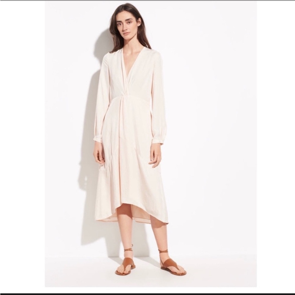 New Vince Twist Drape Long Sleeve Dress Size:4